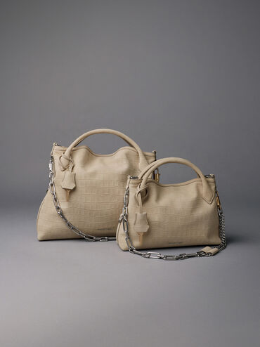 Delfina Chain Tote Bag, Dusted Oat, hi-res