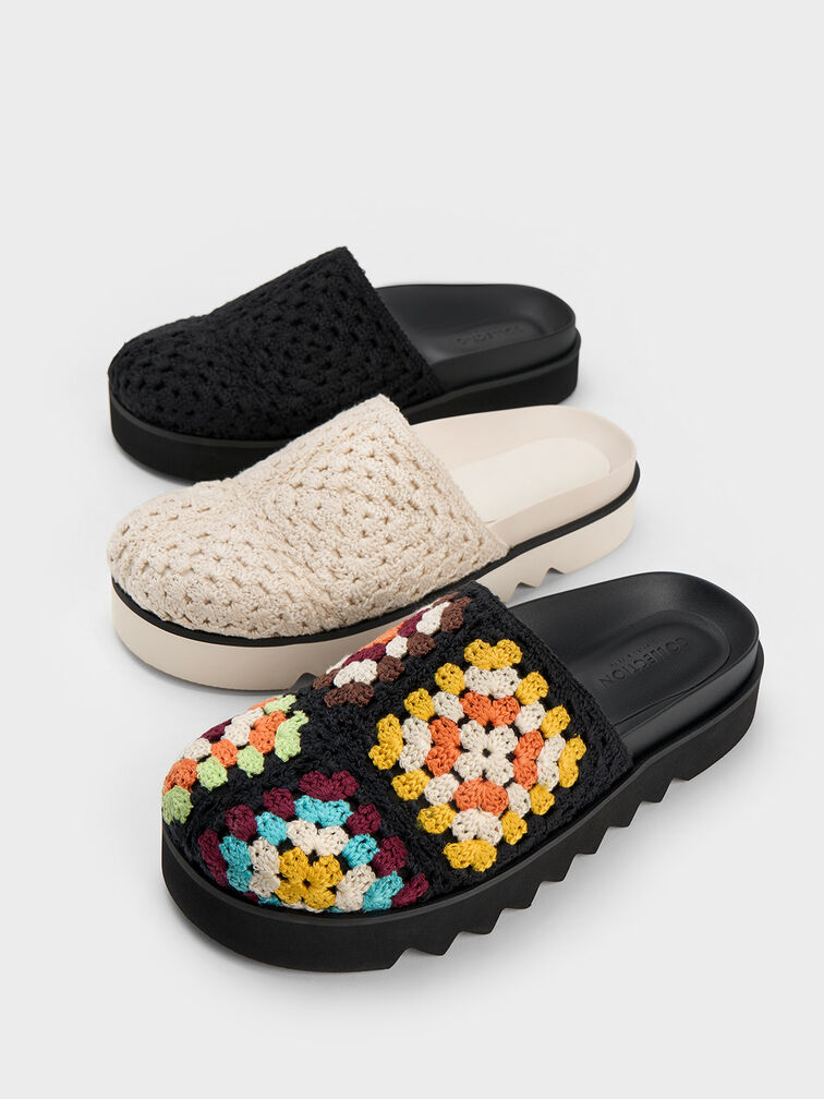 Sepatu Mules Platform Crochet, Chalk, hi-res