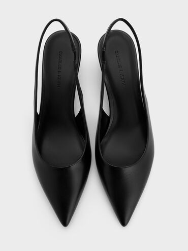 Sepatu Wedges Slingback Sculptural-Heel, Black, hi-res
