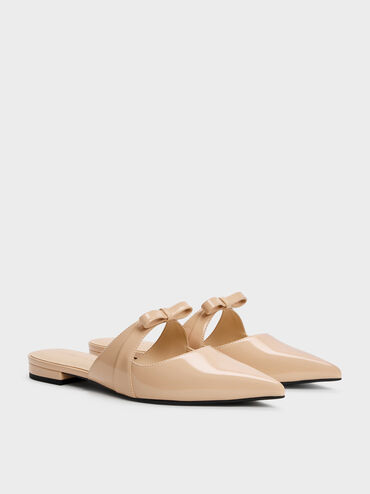 Kaleen Patent Pointed Mules, Nude, hi-res