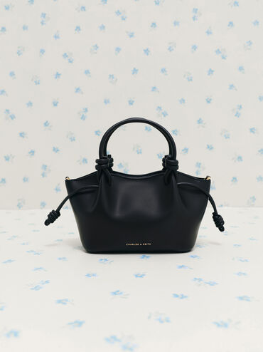 Tas Tote Knotted-Handle Sammie, Black, hi-res