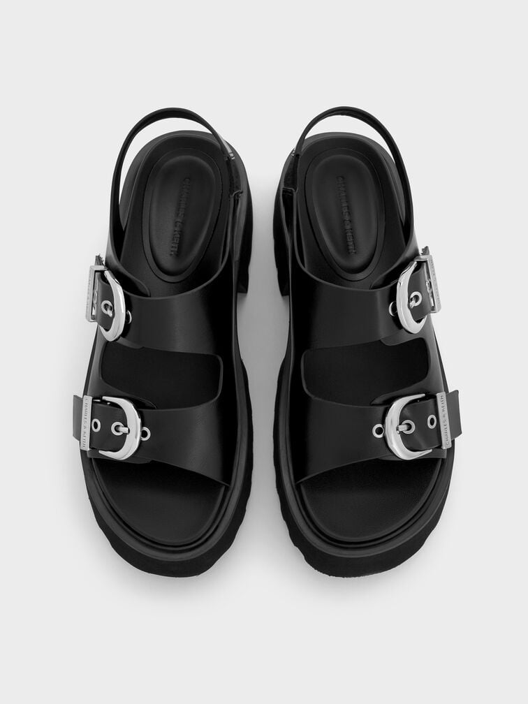 Nadine Slingback Platform Sandals, Black, hi-res