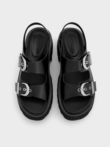 Nadine Slingback Platform Sandals, Black, hi-res