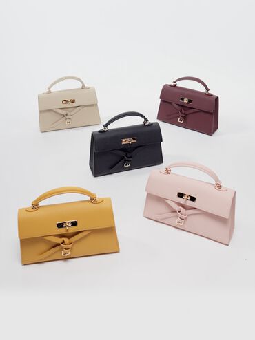 Tas Top Handle Knotted-Belt Tricha, Pink, hi-res
