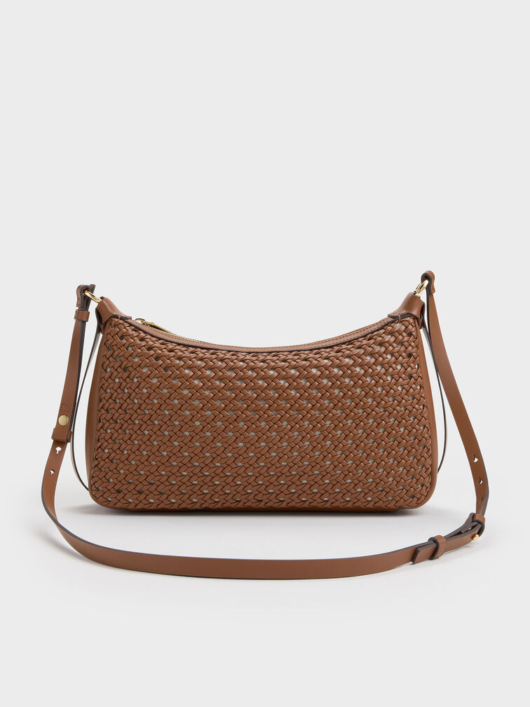 Tas Bahu Woven Calla, Chocolate, hi-res