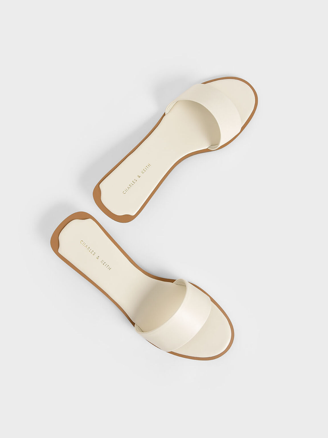 Two-Tone Slide Sandals, Cream, hi-res