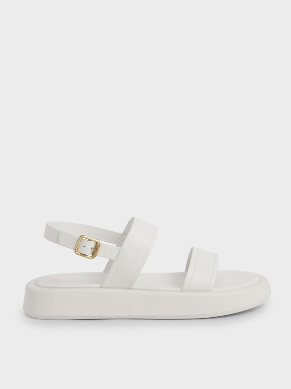 Sandal Platform Open Toe Slingback, White, hi-res