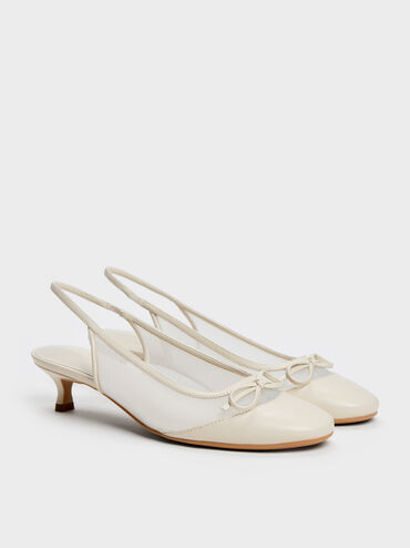 Sepatu Pumps Mesh Bow Slingback Mulligan, Chalk, hi-res