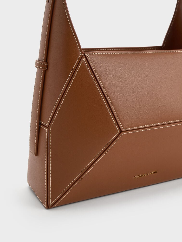 Nasrin Geometric Hobo Bag, Chocolate, hi-res