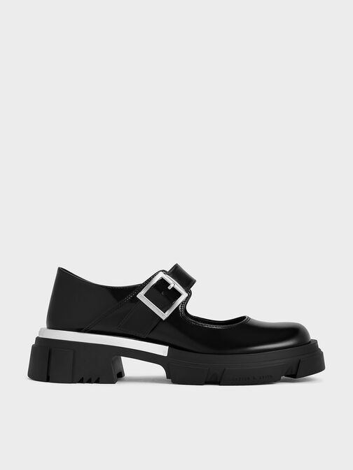 Sepatu Mary Janes Metallic Accent Dakota, Black, hi-res