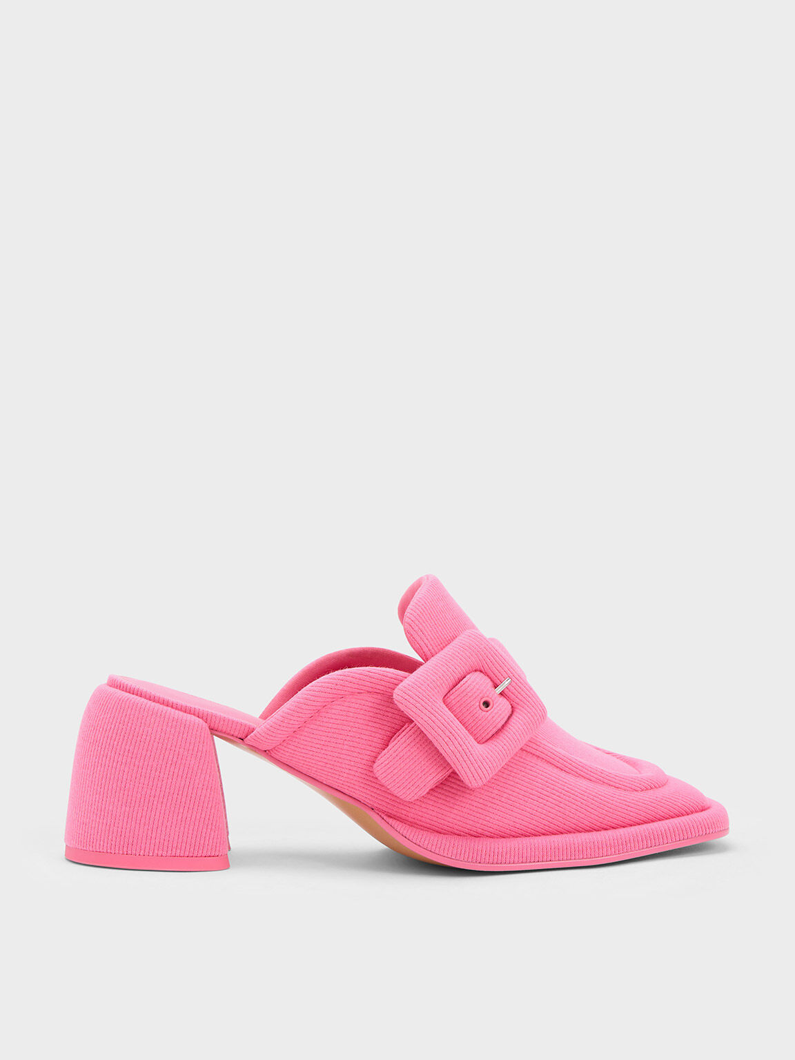 Sepatu Mules Loafer Sinead Woven Buckled, Pink, hi-res