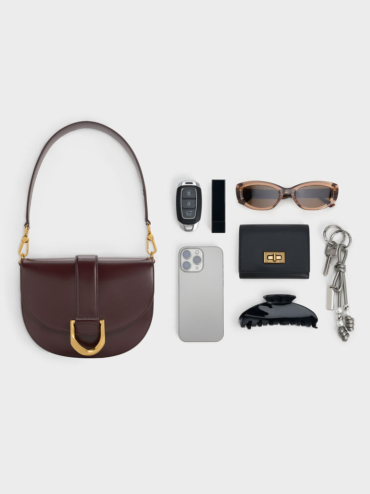 Tas Saddle Leather Gabine, Plum, hi-res