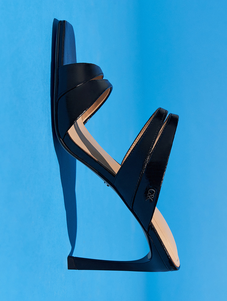 Women’s leather double-strap heeled mules  - CHARLES & KEITH