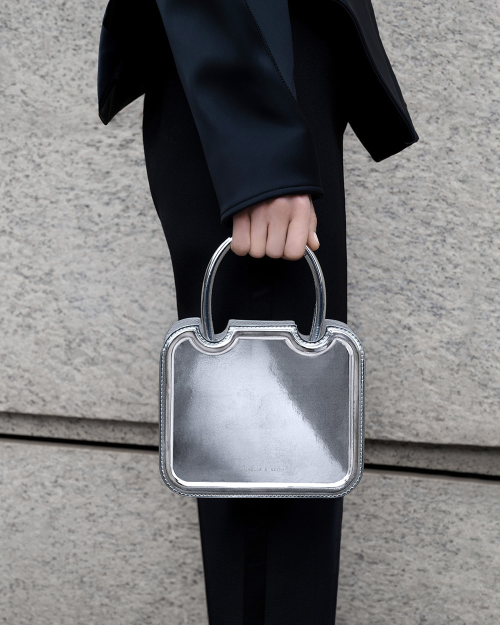 Women’s Perline metallic sculptural tote bag in silver  - CHARLES & KEITH