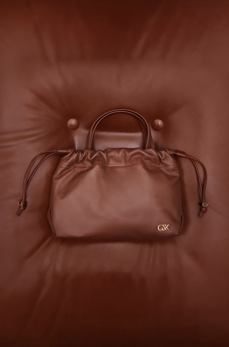 Women's Leather Top Handle Bag in cognac - CHARLES & KEITH