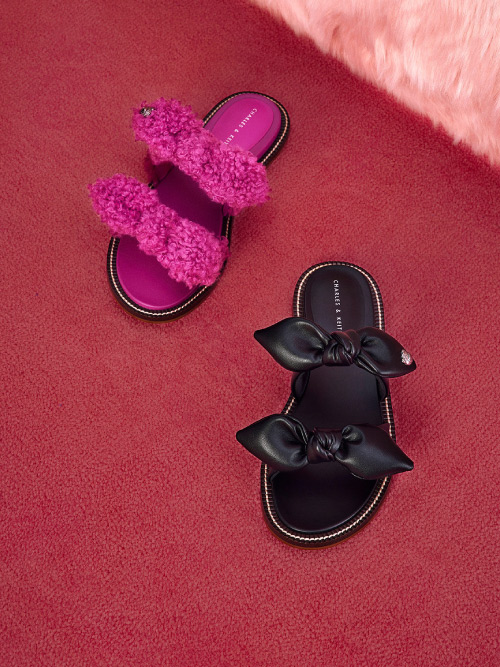 Lotso Double Knotted Slide Sandals, Black