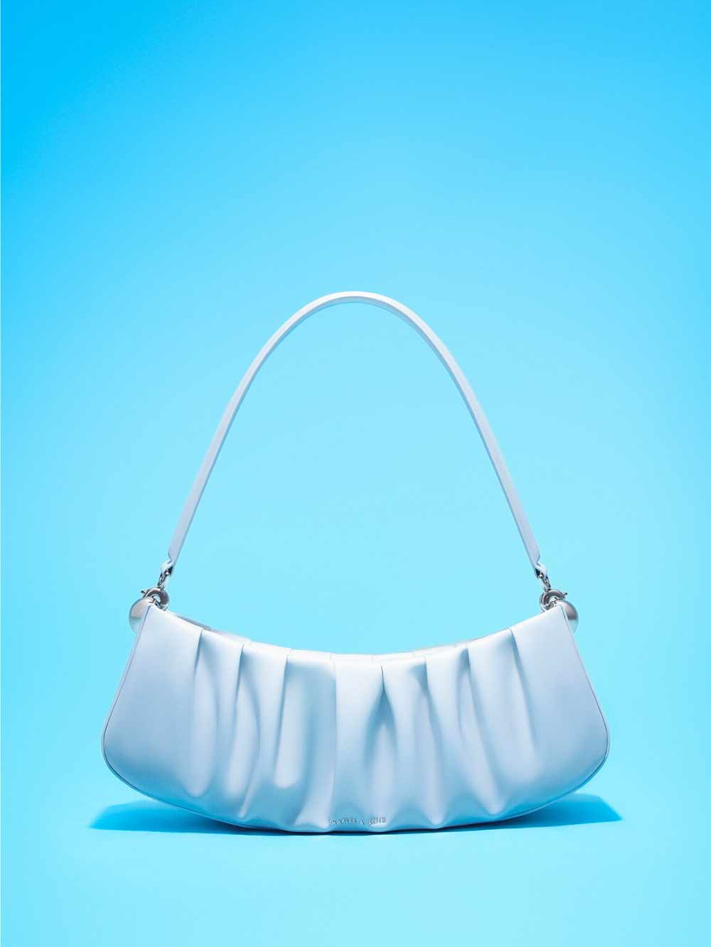 Tas bahu wanita Aldora ruched light blue – CHARLES & KEITH