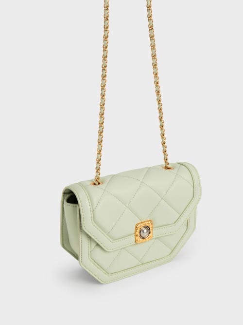 Avis Geometric Shoulder Bag, Mint Green