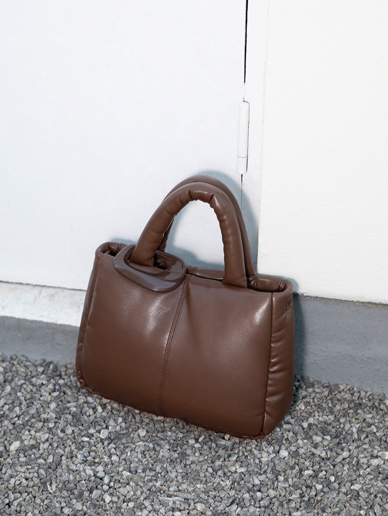 Women’s Moore Padded Tote Bag in dark brown – CHARLES & KEITH