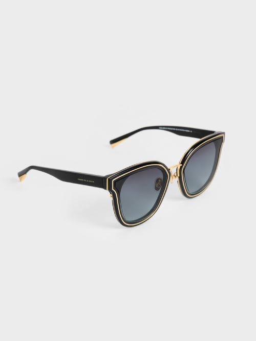 Kacamata Gold-Trim Rectangular