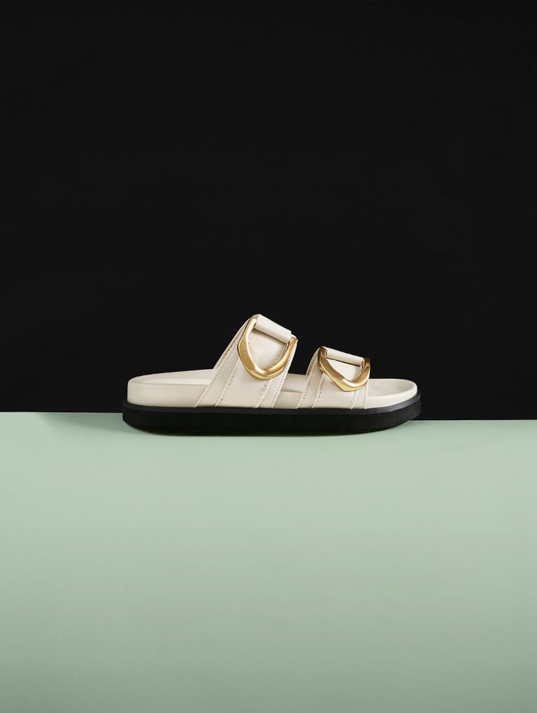 Women’s Gabine buckled leather slides - CHARLES & KEITH