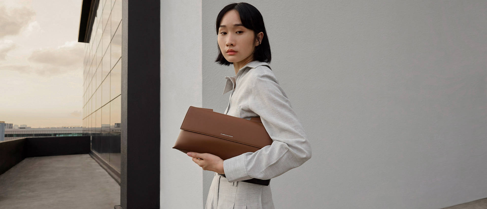 Women’s Marceline trapeze shoulder bag in chocolate  - CHARLES & KEITH
