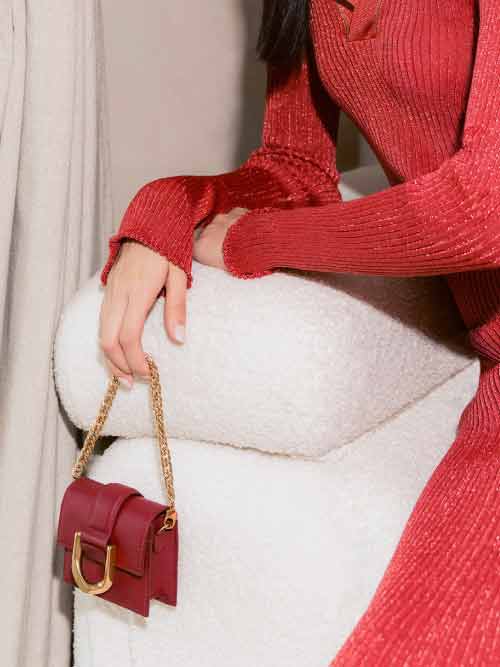 Koleksi Lunar New Year Collection: Micro Gabine Leather Bag, Red