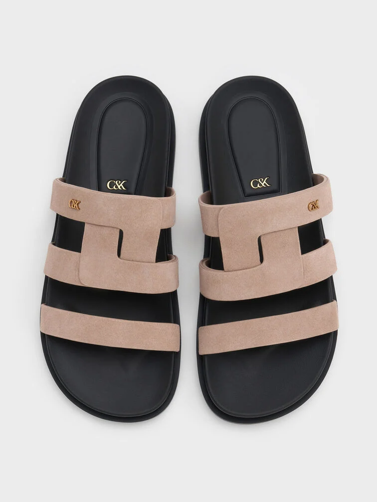 Taupe flatform sandals, a casual-chic pair for everyday wear.