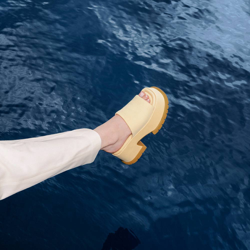 Women's yellow recycled polyester platform sandals - CHARLES & KEITH