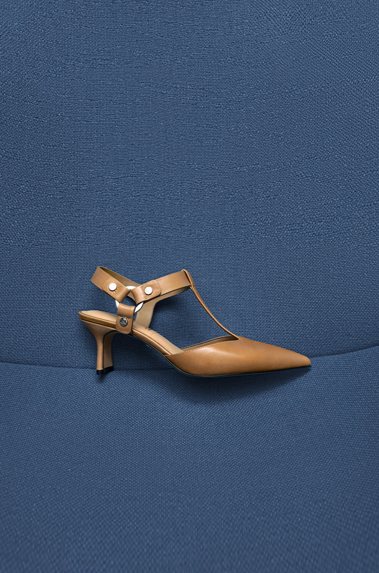 Women's Leather Buckled T-Bar Pumps in taupe - CHARLES & KEITH