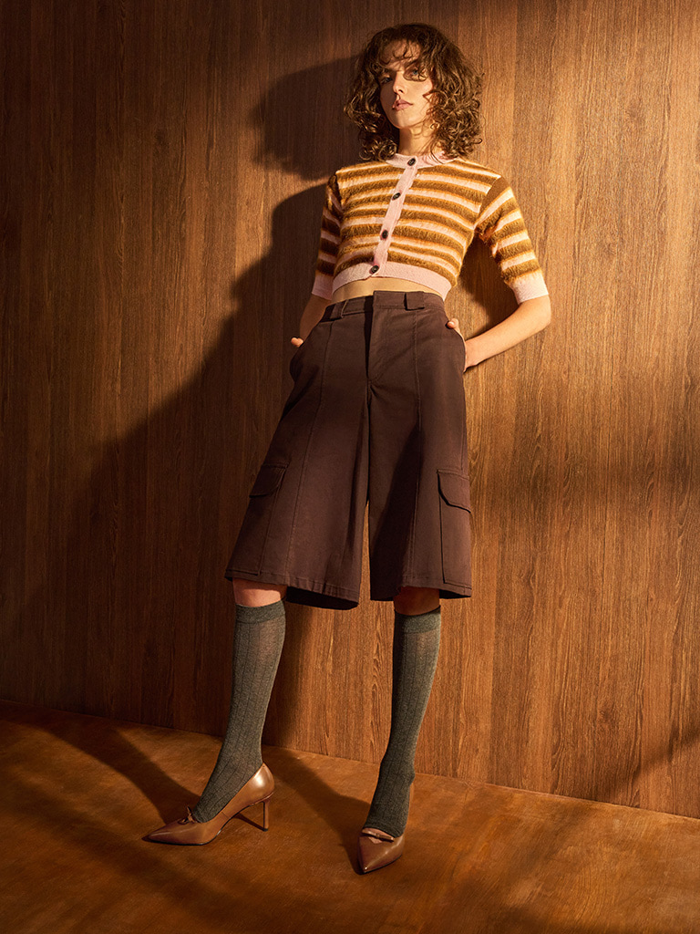 Bow Pointed-Toe Stiletto-Heel Pumps in tan - CHARLES & KEITH