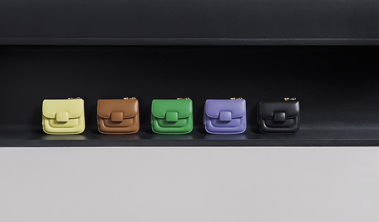 Women’s Koa Square Card Holder in butter, chocolate, green, purple and black – CHARLES & KEITH