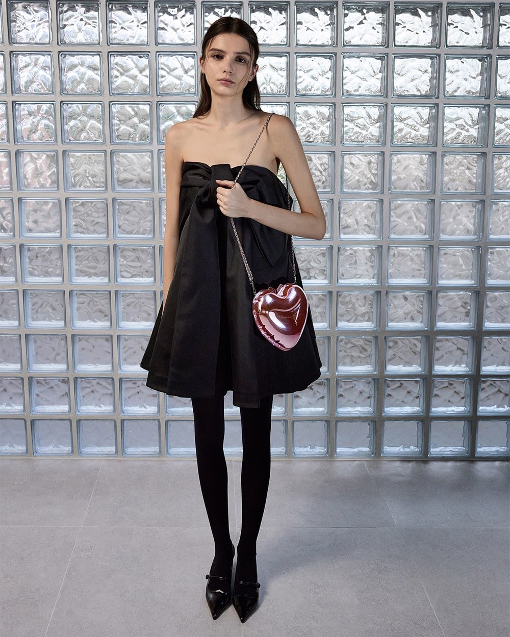 Women's Metallic Heart crossbody bag in pink and Pointed-Toe Mary Jane slingback pumps in black – CHARLES & KEITH