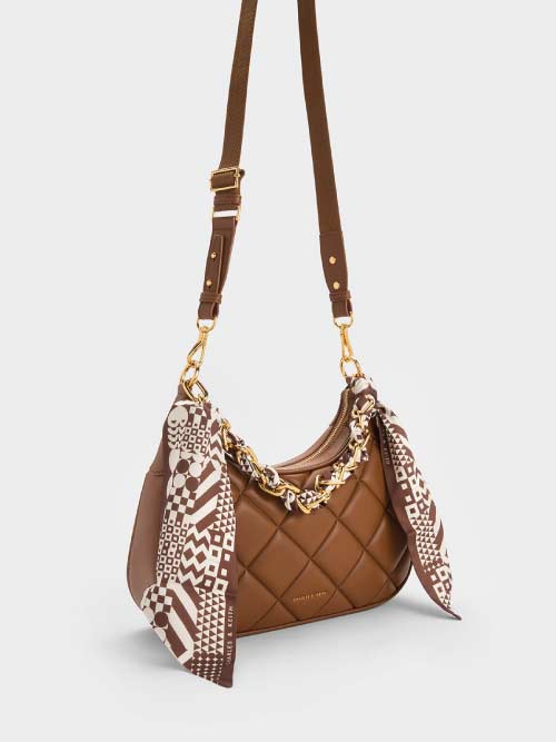 Cayce Swirl-Print Hobo Bag, Pearl