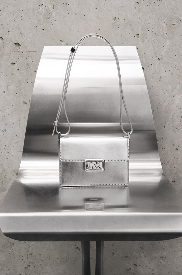 Women's Leather Shoulder Bag in silver - CHARLES & KEITH