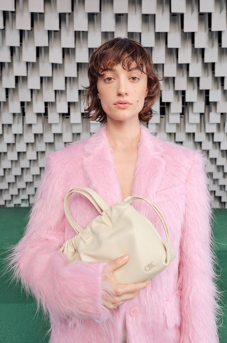 Women's Leather Top Handle in chalk - CHARLES & KEITH