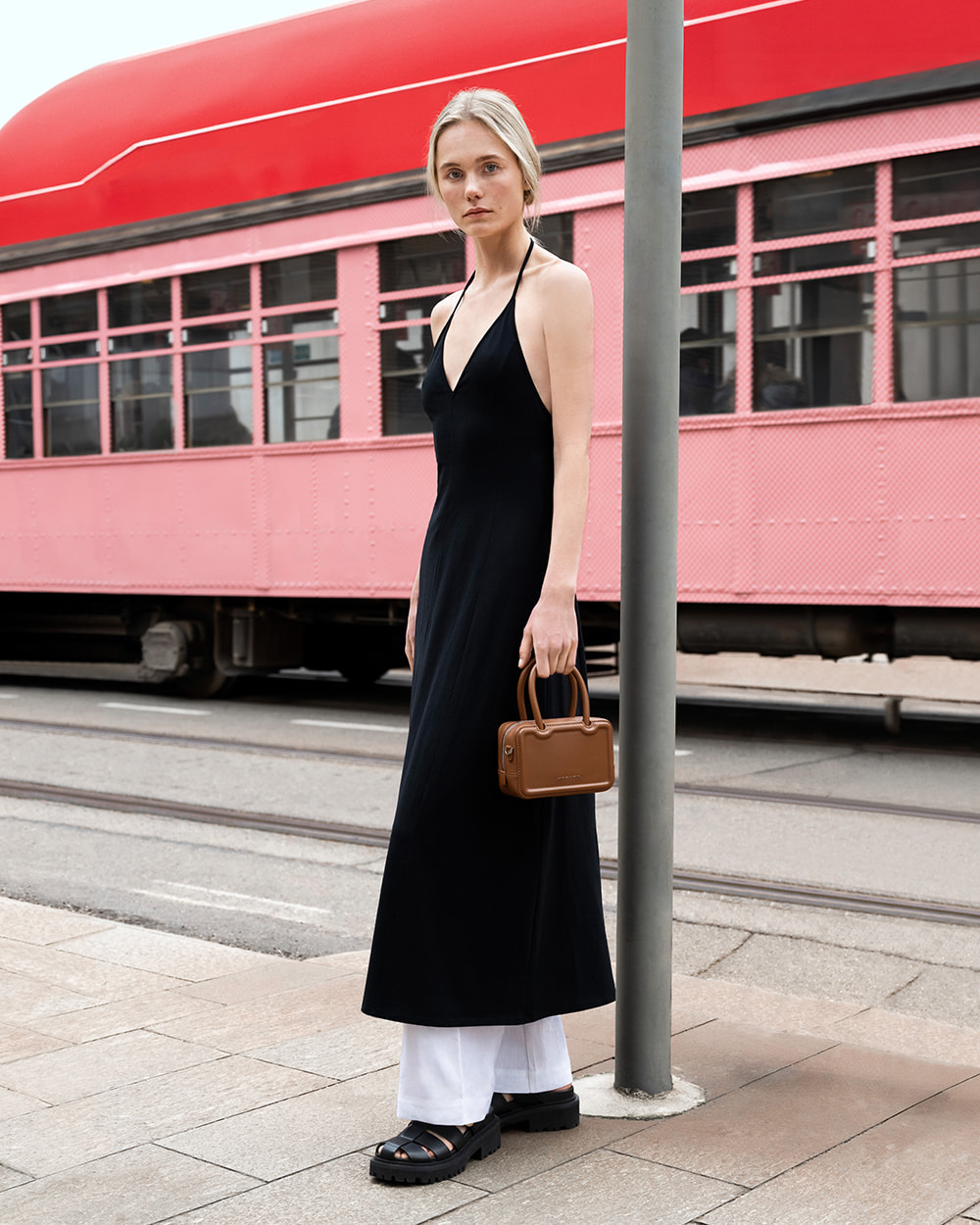 Women’s Perline elongated tote bag in chocolate  - CHARLES & KEITH