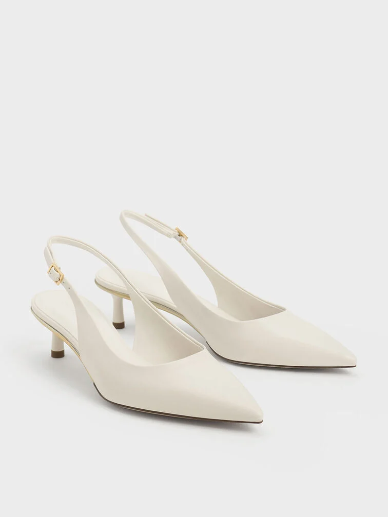 Women’s pointed-toe kitten-heel pumps in black - CHARLES & KEITH