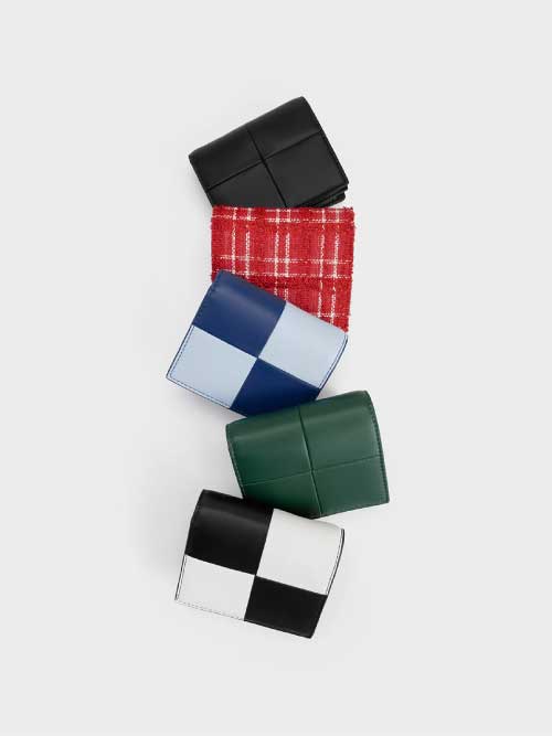 Georgette Tweed Small Wallet, Red