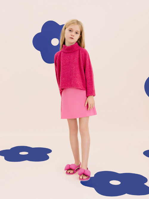 Girls' Puffy Bow Sandals, Fuchsia