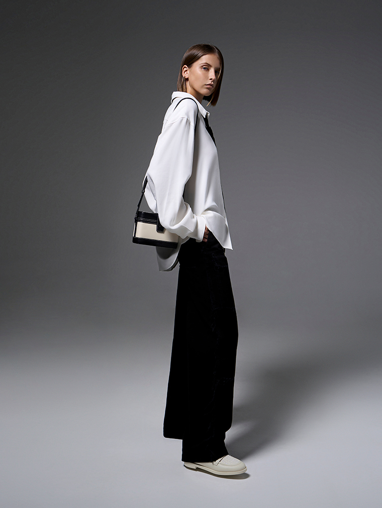 Women’s Bronte contrast-trim boxy crossbody bag in multi – CHARLES & KEITH