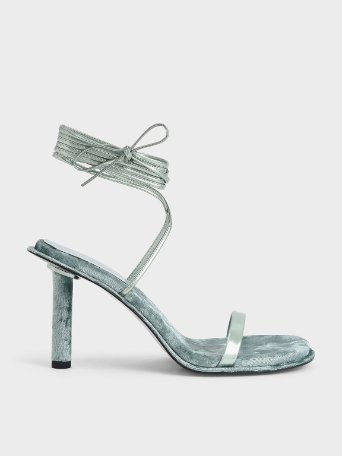 Kiera Metallic Tie-Around Stiletto Sandals