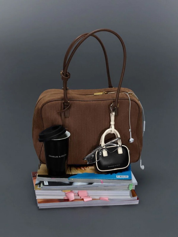 Ember Brown Jody Suede Belted Shoulder Bag - CHARLES & KEITH