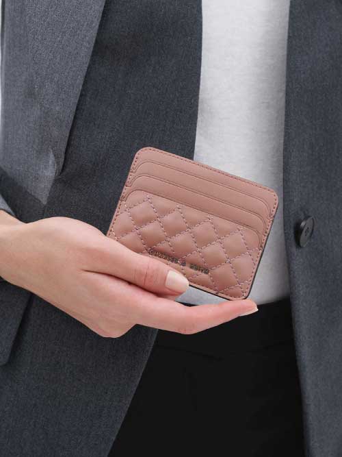 Quilted Card Holder, Blush