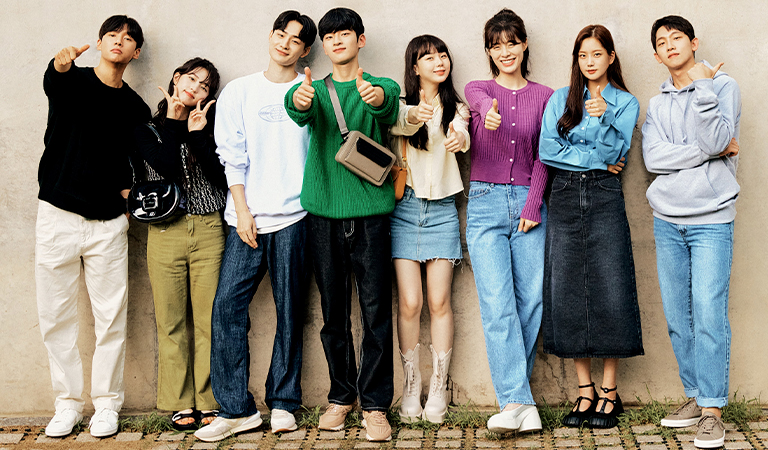An image of the cast of ‘MBTI Love’, an original, shoppable Serial K-Drama by CHARLES & KEITH and popular YouTube channel  Dingo Story  - CHARLES & KEITH