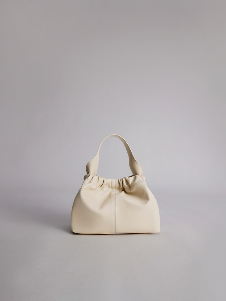 Women’s Ally Ruched Slouchy Bag in beige - CHARLES & KEITH