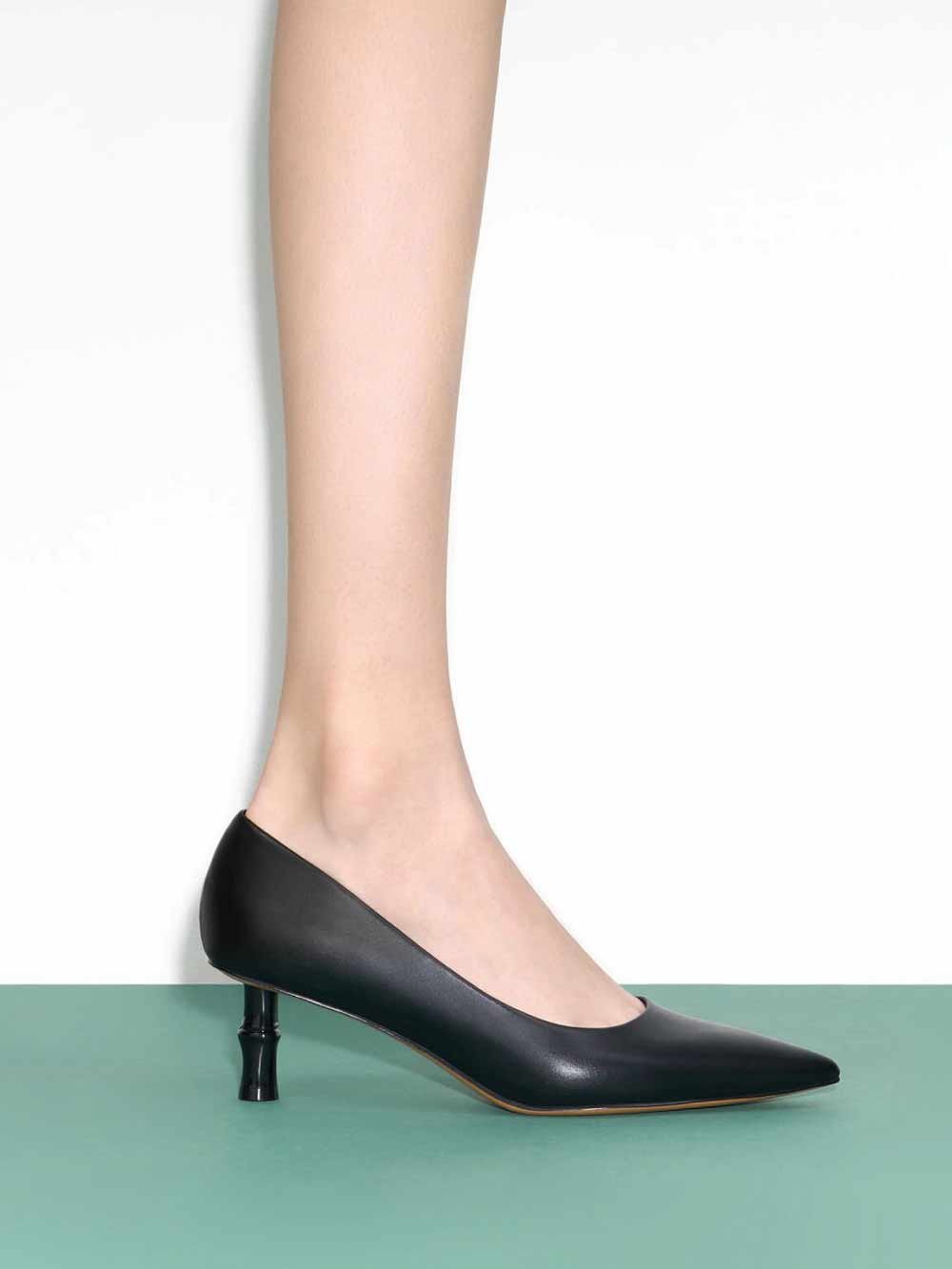 Women's black bamboo heel pointed- toe pumps – CHARLES & KEITH