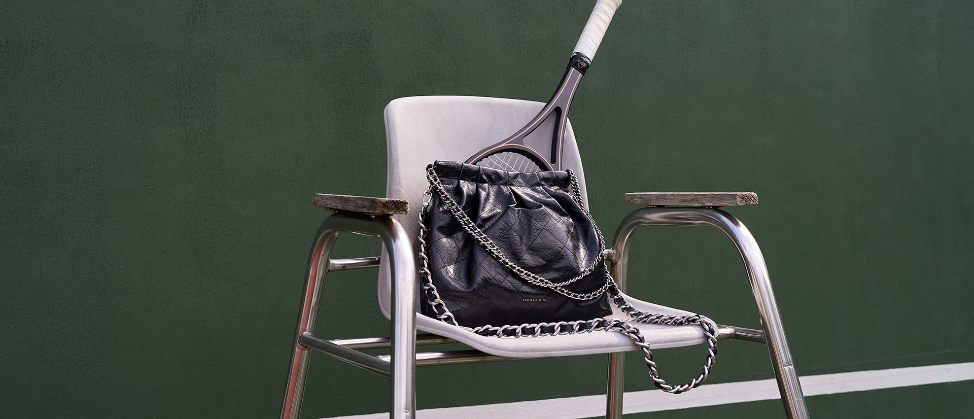 Women’s Duo double chain hobo bag in black  - CHARLES & KEITH