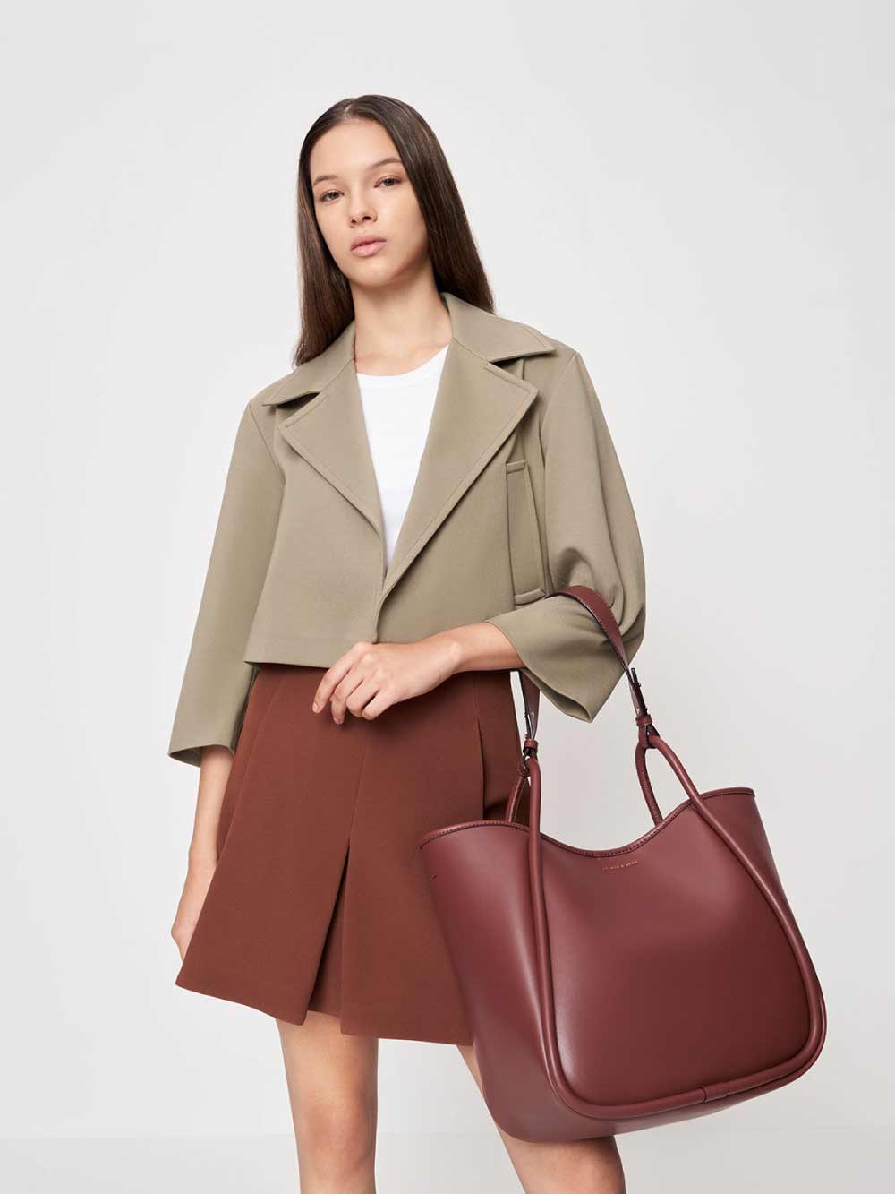 Women's brown Balta belted tote bag – CHARLES & KEITH