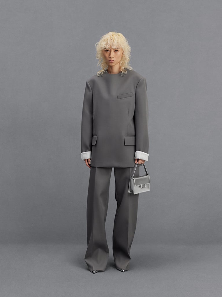 Leather Metallic Boxy Bag - CHARLES & KEITH
